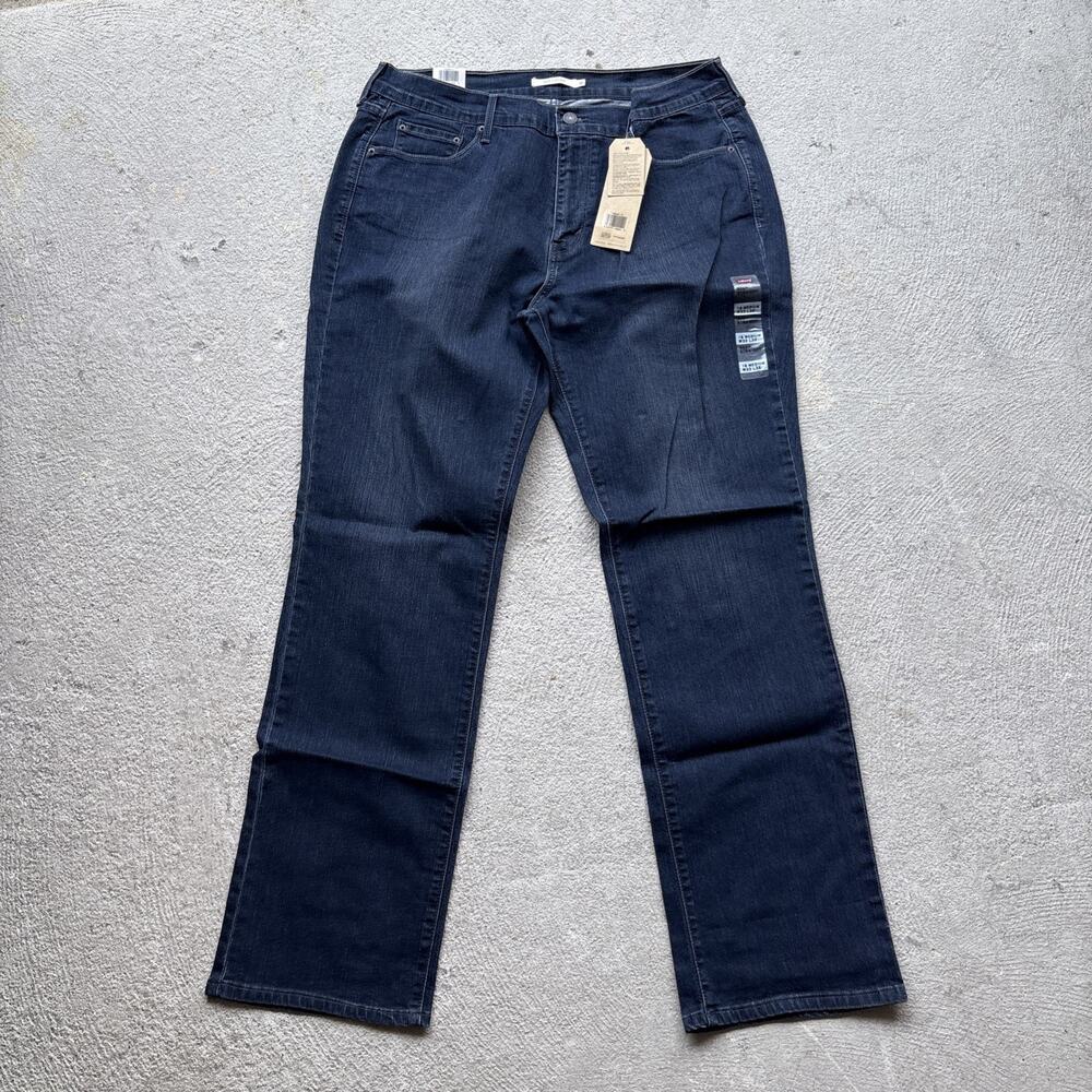 New Levi's 505 Women’s Denim Jeans Straight 16 M 33x32 Dark Wash Overdye Plus